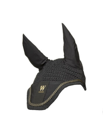 Hobuse kõrvamüts puuvillasest materjalist, elastse lükraga kõrvade osa tagab hea sobivuse. Kaunistatud kuldsete detailidega.